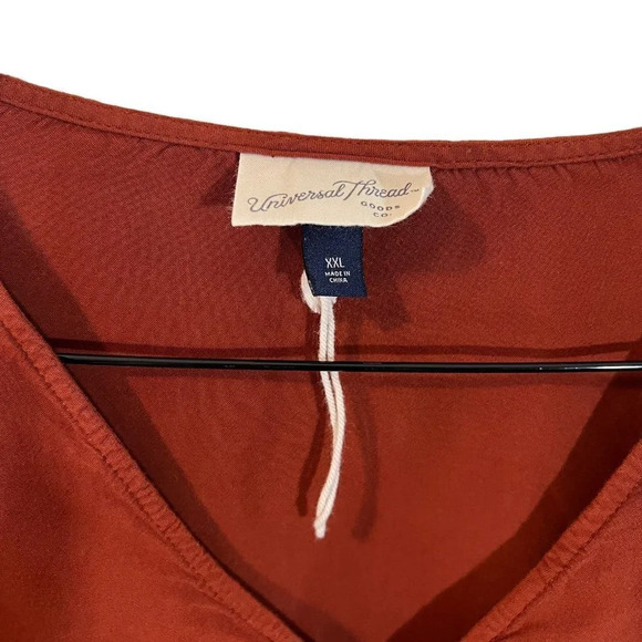 Universal Thread NWOT Burnt Orange Button Up Blouse Plus Size XXL Ruffle Sleeves - Picture 5 of 5